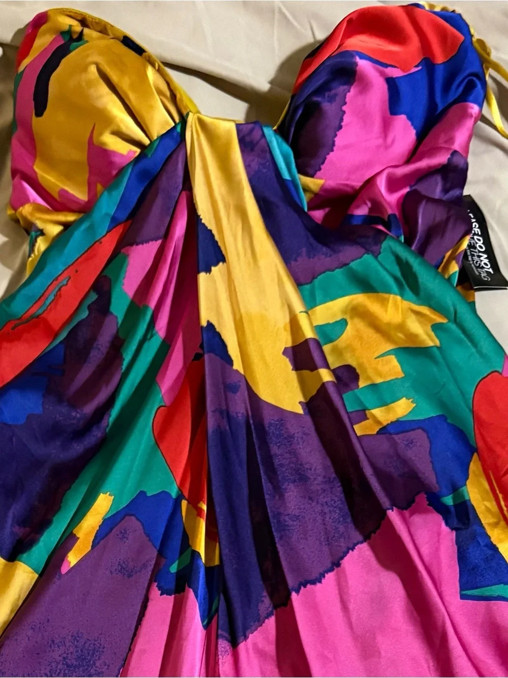 NWT Gabrielle Union New York & Company XL Colorful Abstract High-Low Maxi Dress - Picture 3 of 11